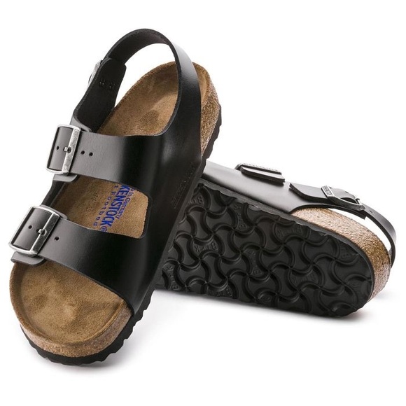BIRKENSTOCK Milano Black Amalfi Soft Footbed - Picture 1 of 5